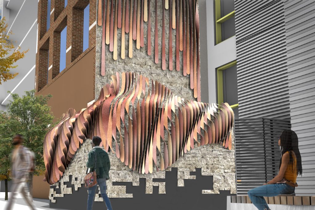 An artist rendering of Cascode at street level.