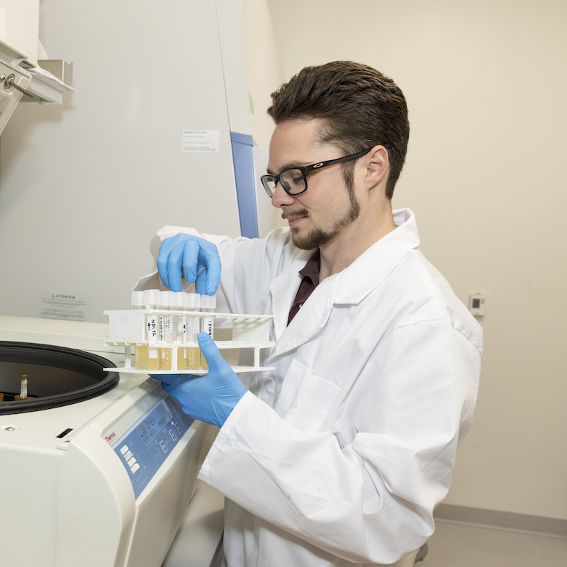 Tyler Daniel, a researcher in Sherry Gao's lab
