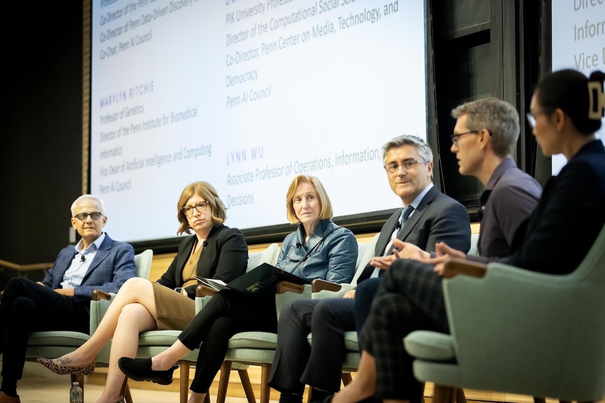 From left: Bhuvnesh Jain, Marylyn Ritchie, Dawn Bonnell, René Vidal, Duncan Watts, and Lynn Wu. (Credit: Eric Sucar)