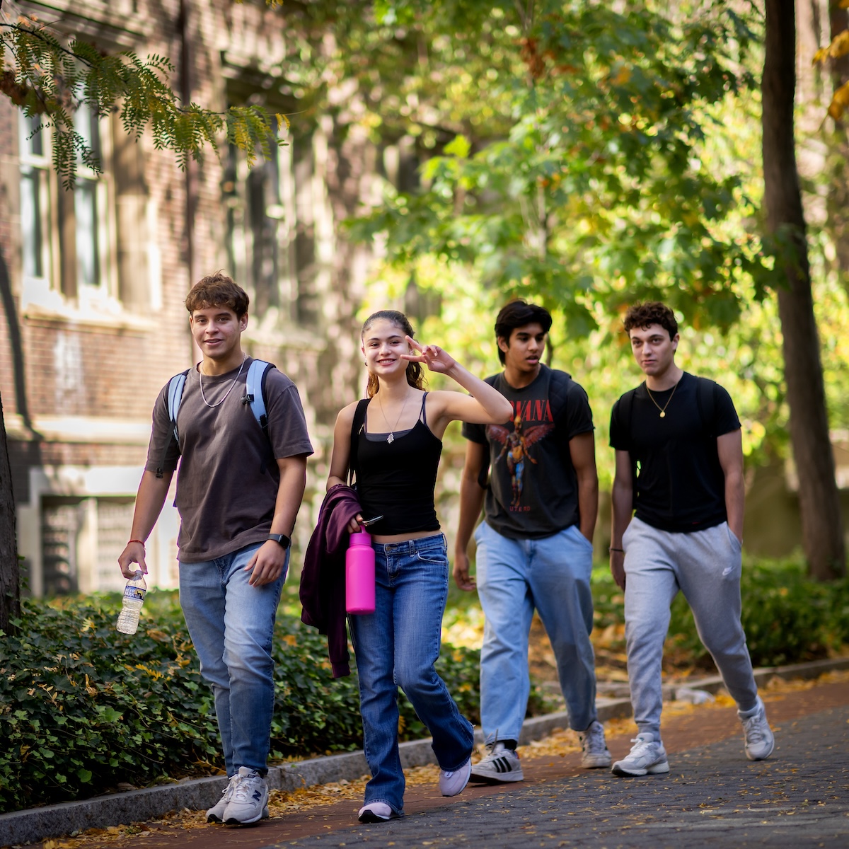 Students walk outside Towne