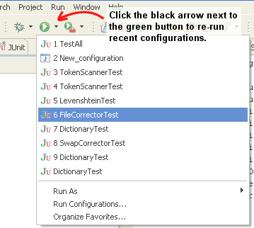 Eclipse rerun configuration